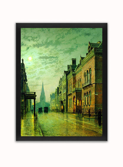 Leeds Park Row by John Atkinson Grimshaw Print – John Atkinson Grimshaw Vintage Art Wall Art 30x40cm Black Frame