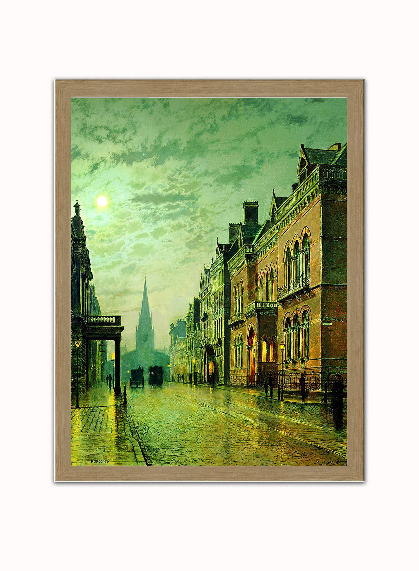 Leeds Park Row by John Atkinson Grimshaw Print – John Atkinson Grimshaw Vintage Art Wall Art 30x40cm Light Wood