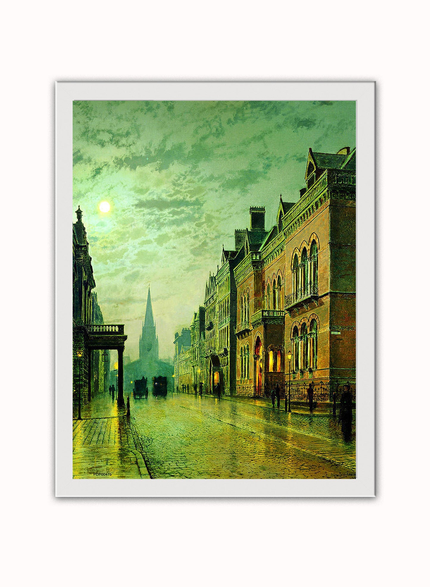 Leeds Park Row by John Atkinson Grimshaw Print – John Atkinson Grimshaw Vintage Art Wall Art 30x40cm White Frame