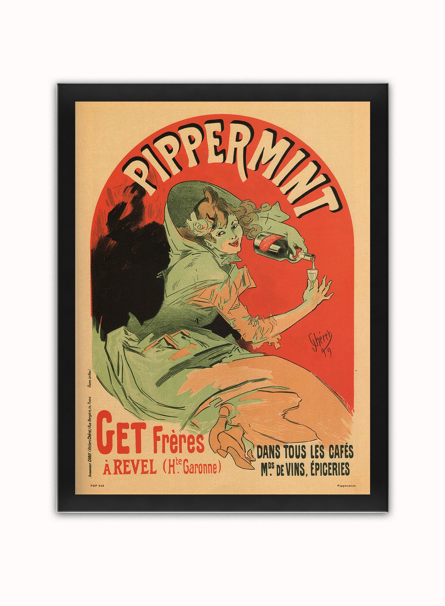 Art nouveau Poster Art Print Pippermint Poster Art Print Vintage Poster Wall Art Print 30x40cm Black Frame
