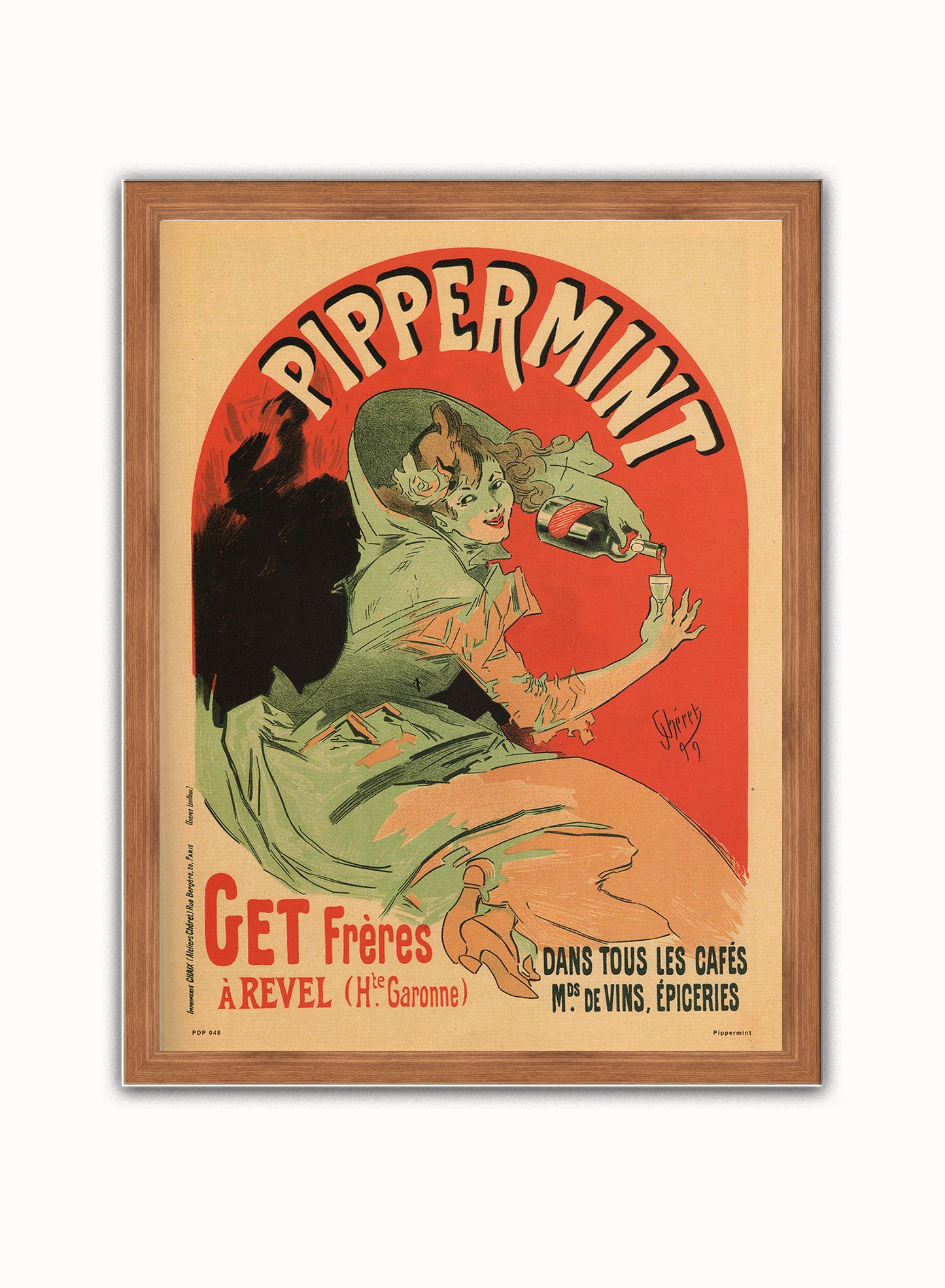 Art nouveau Poster Art Print Pippermint Poster Art Print Vintage Poster Wall Art Print 30x40cm Dark Wood
