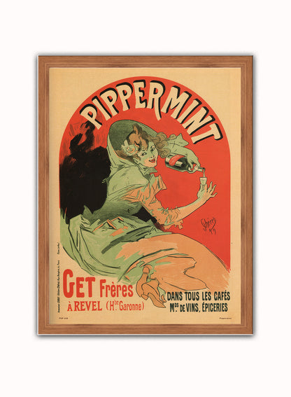 Art nouveau Poster Art Print Pippermint Poster Art Print Vintage Poster Wall Art Print 30x40cm Dark Wood
