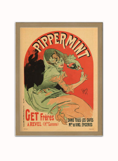 Art nouveau Poster Art Print Pippermint Poster Art Print Vintage Poster Wall Art Print 30x40cm Light Wood