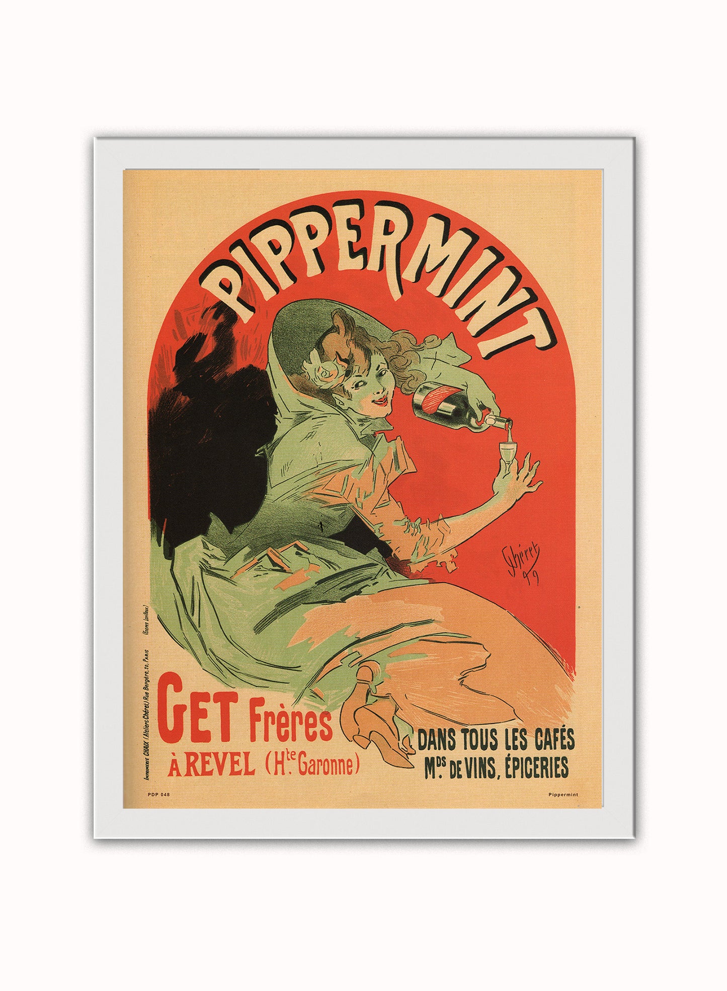 Art nouveau Poster Art Print Pippermint Poster Art Print Vintage Poster Wall Art Print 30x40cm White Frame