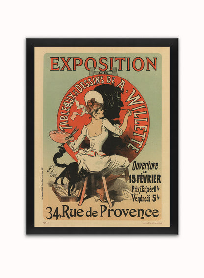 Art nouveau Poster Art Print by Jules Cheret Exposition Poster Art Print Print – Jules Cheret Exposition Poster Art Print Vintage Poster Wall Art 30x40cm Black Frame