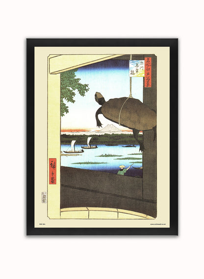 Hiroshiege Mannen Bridge in Fukagawa Vintage Art Wall Art Print 30x40cm Black Frame