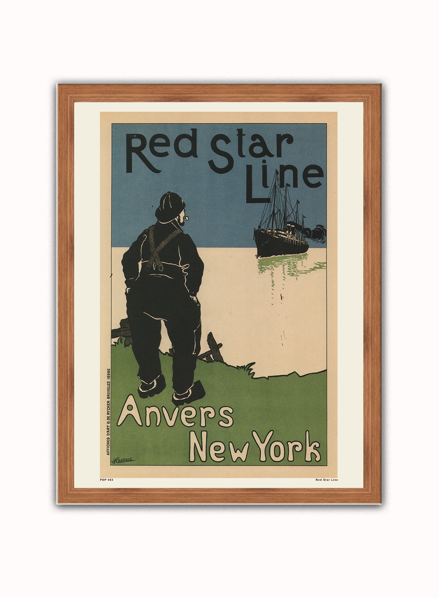 Art nouveau Poster Art Print Red Star Line Poster Art Print Vintage Poster Wall Art Print 30x40cm Dark Wood