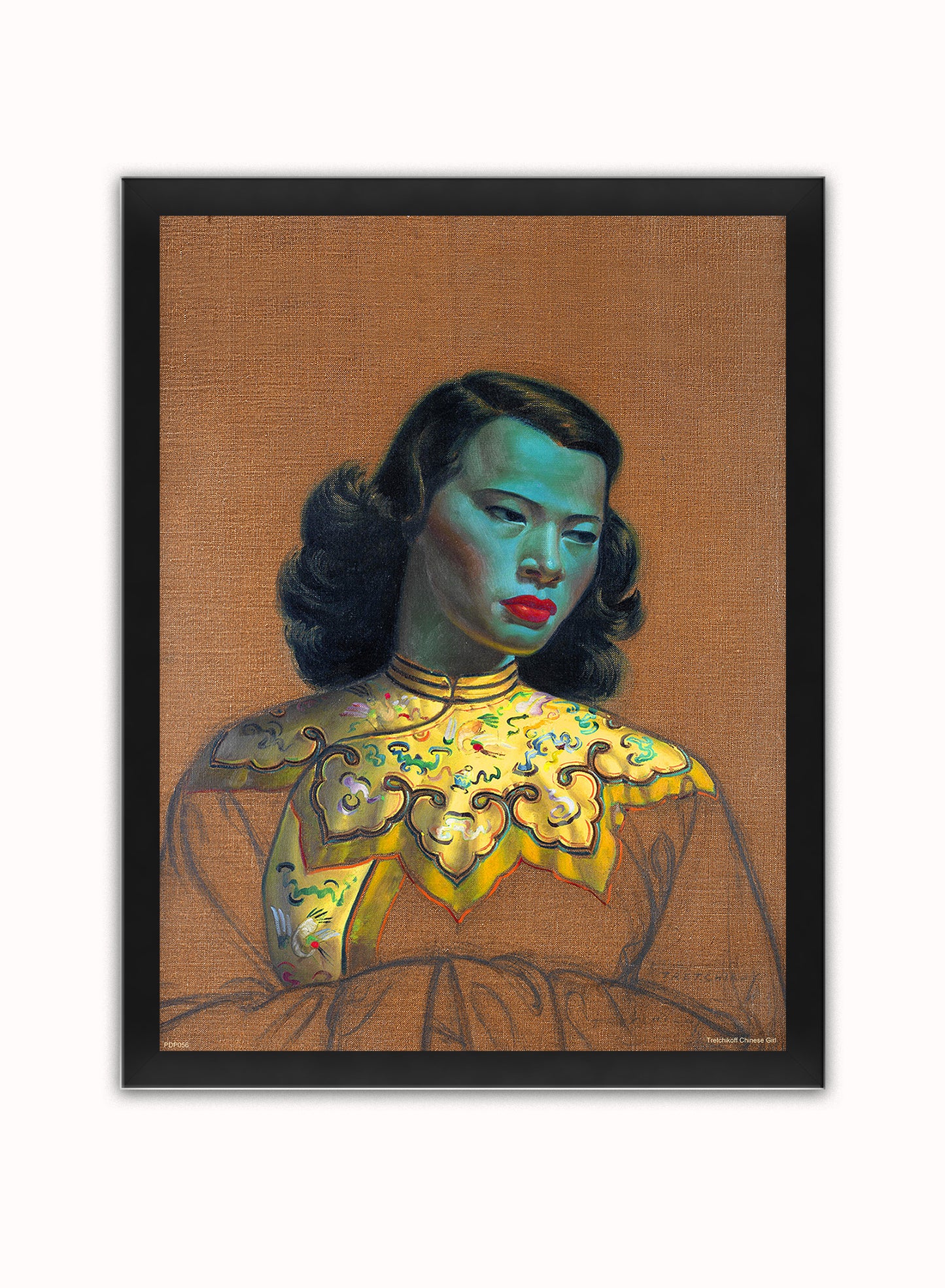 Vladimir Tretchikoff Chiniese Girl Art Print Poster Vintage Poster Wall Art Print 30x40cm Black Frame