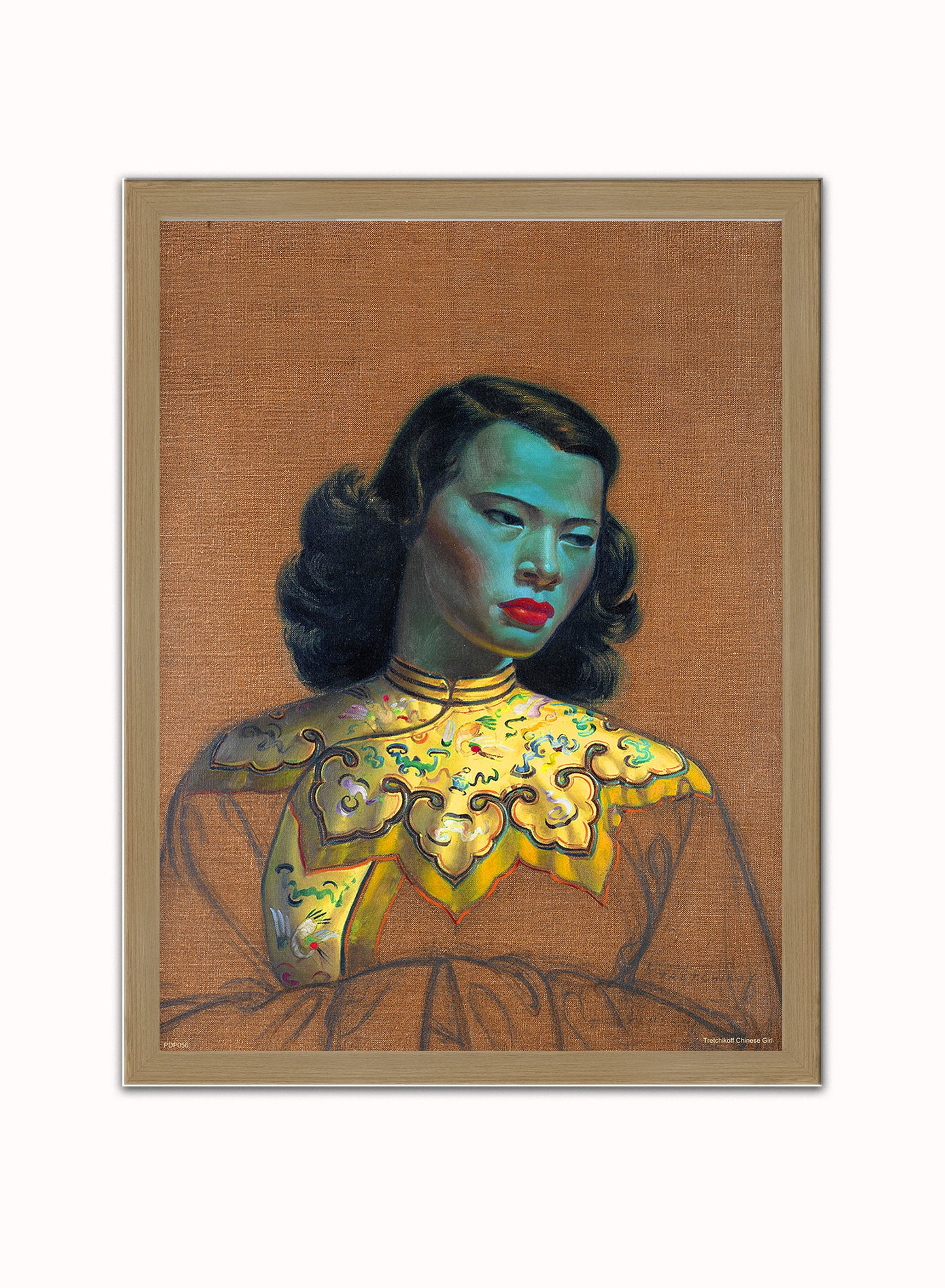 Vladimir Tretchikoff Chiniese Girl Art Print Poster Vintage Poster Wall Art Print 30x40cm Light Wood