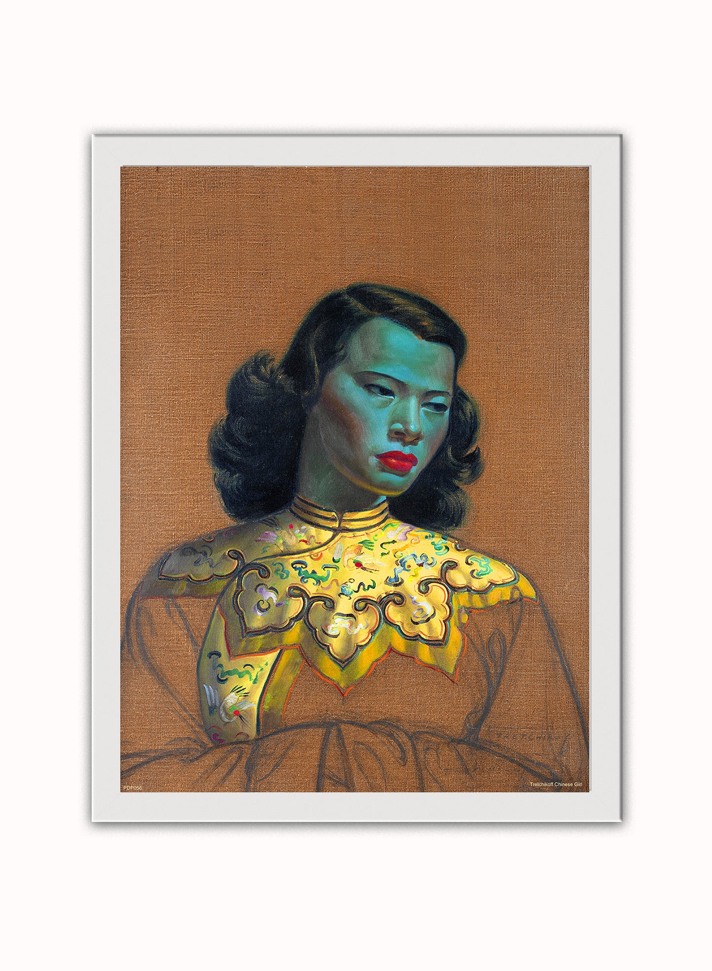 Vladimir Tretchikoff Chiniese Girl Art Print Poster Vintage Poster Wall Art Print 30x40cm White Frame