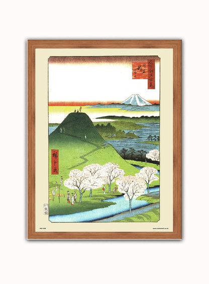Hiroshige Japanese New Fuji in Meguro Poster Art Print Japanese Wall Art Print 30x40cm Dark Wood