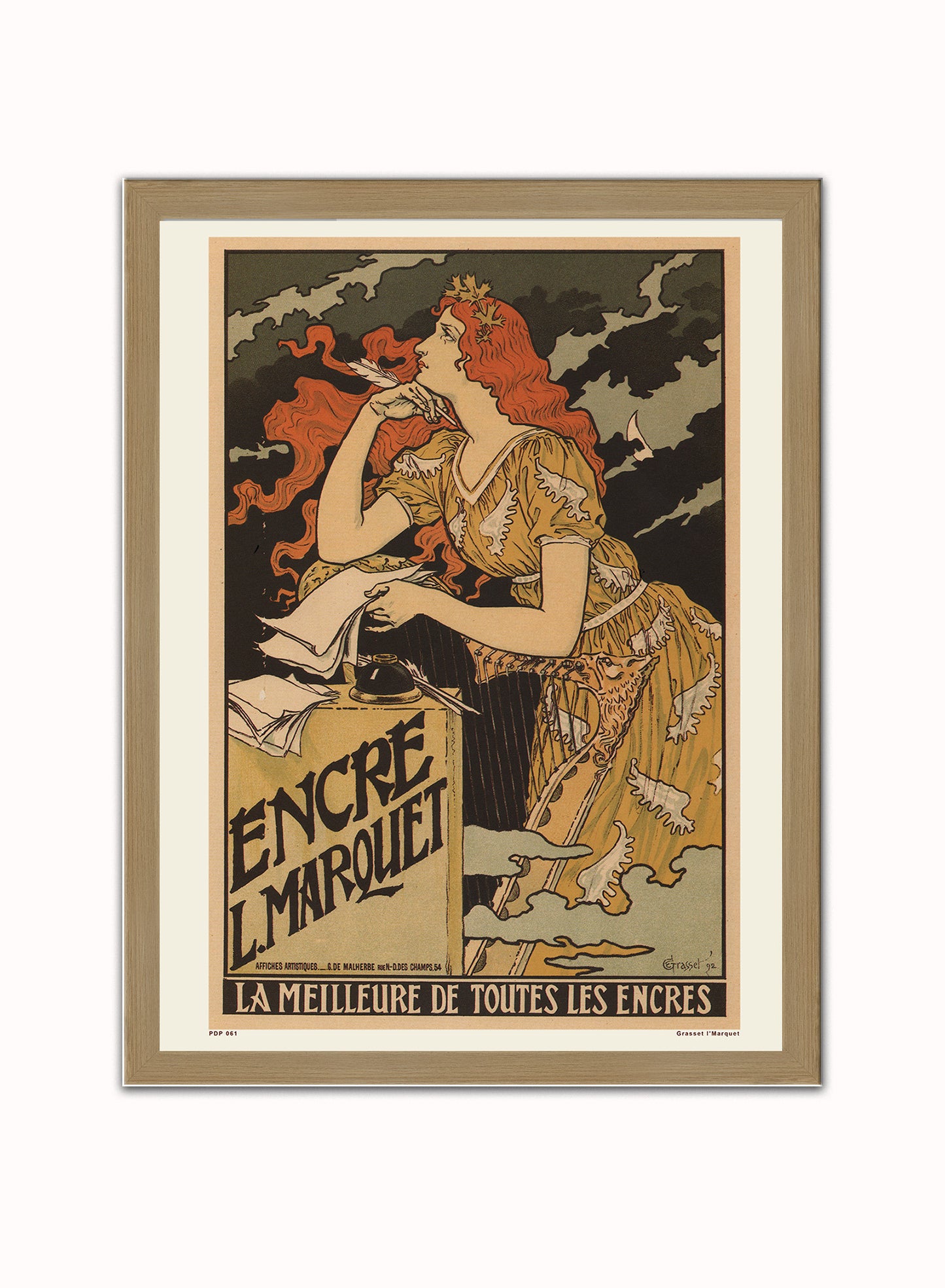 Art nouveau Poster Art Print by Grassetl' Marquet Poster Art Print Print – Grassetl' Marquet Poster Art Print Vintage Poster Wall Art 30x40cm Light Wood