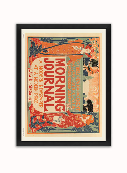Art nouveau Poster Art Print Morning Journal Poster Art Print Vintage Poster Wall Art Print 30x40cm Black Frame