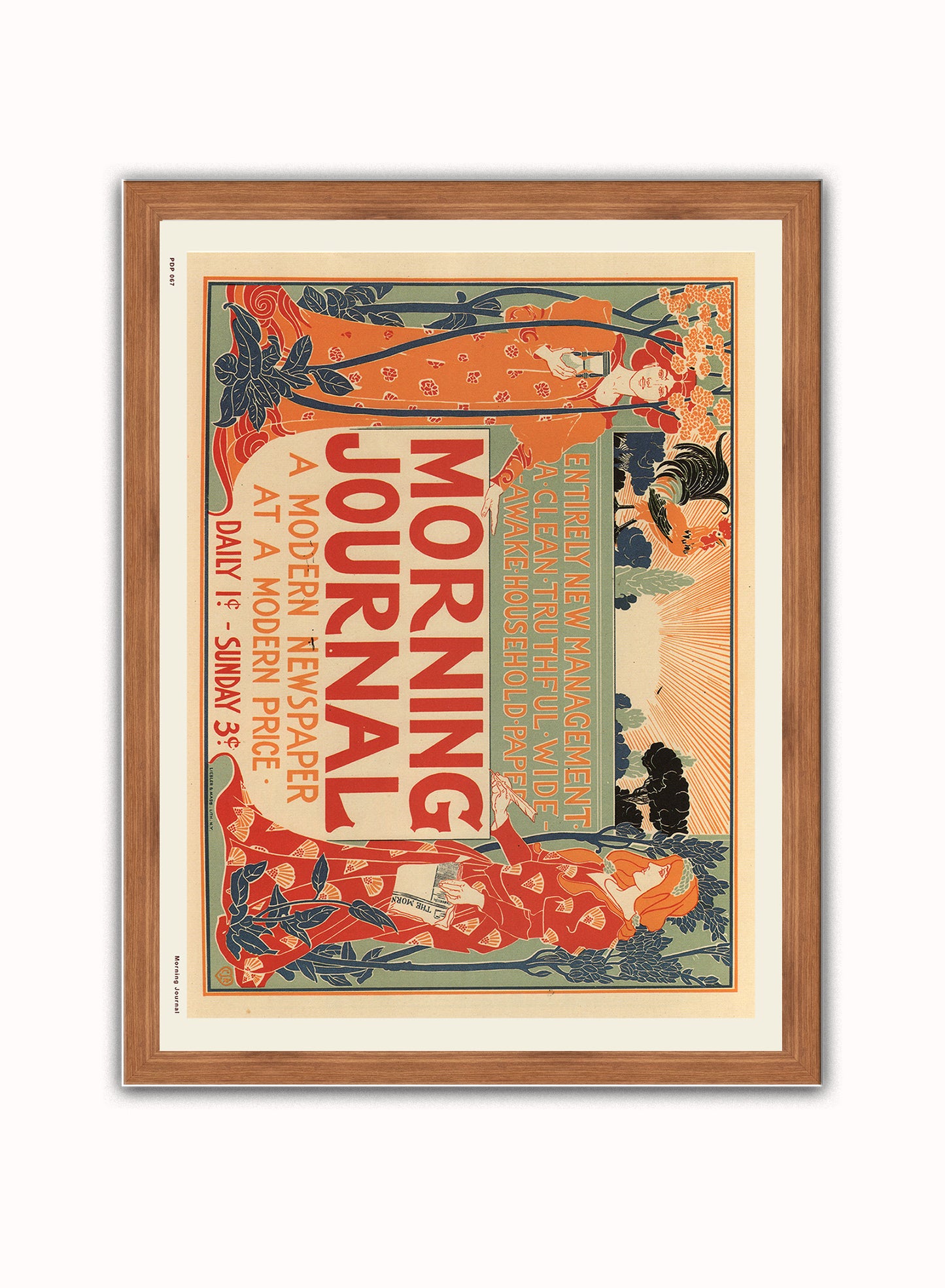 Art nouveau Poster Art Print Morning Journal Poster Art Print Vintage Poster Wall Art Print 30x40cm Dark Wood