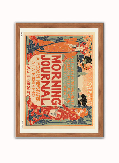 Art nouveau Poster Art Print Morning Journal Poster Art Print Vintage Poster Wall Art Print 30x40cm Dark Wood
