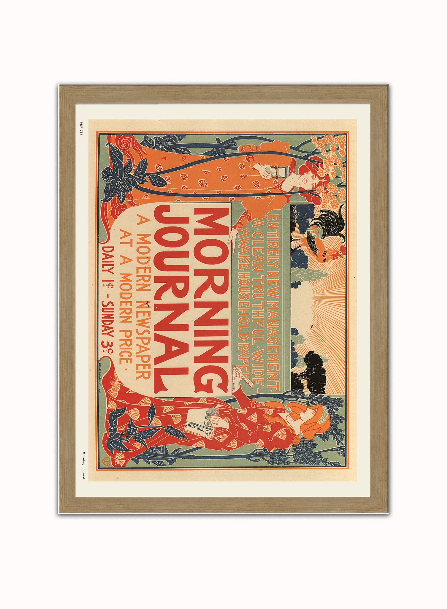 Art nouveau Poster Art Print Morning Journal Poster Art Print Vintage Poster Wall Art Print 30x40cm Light Wood