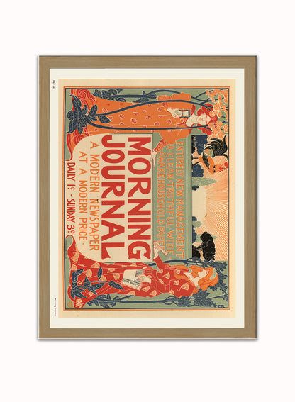 Art nouveau Poster Art Print Morning Journal Poster Art Print Vintage Poster Wall Art Print 30x40cm Light Wood