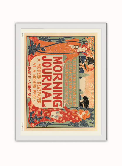 Art nouveau Poster Art Print Morning Journal Poster Art Print Vintage Poster Wall Art Print 30x40cm White Frame