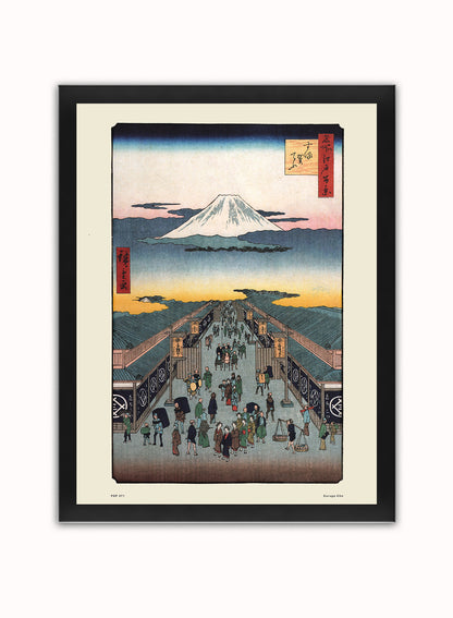 Hiroshige Japanese Poster Art Print Suruga-Cho Poster Art Print Japanese Wall Art Print 30x40cm Black Frame