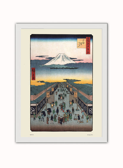 Hiroshige Japanese Poster Art Print Suruga-Cho Poster Art Print Japanese Wall Art Print 30x40cm White Frame