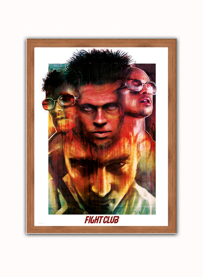 Fight Club Poster Art Print Vintage Poster Wall Art Print 30x40cm Dark Wood