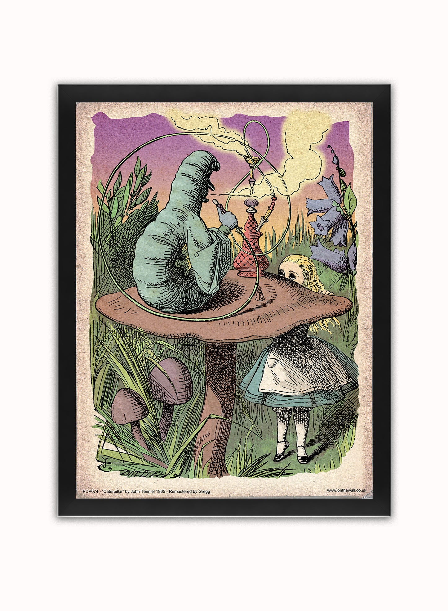 Alice in Wonderland The Caterpillar Vintage Art Print Poster Vintage Poster Wall Art Print 40x30cm Black Frame