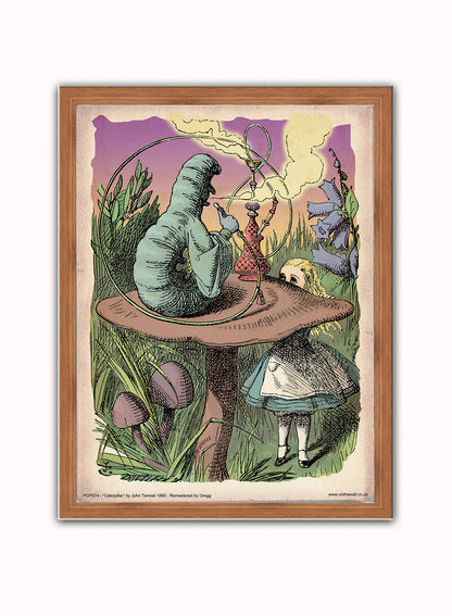 Alice in Wonderland The Caterpillar Vintage Art Print Poster Vintage Poster Wall Art Print 40x30cm Dark Wood