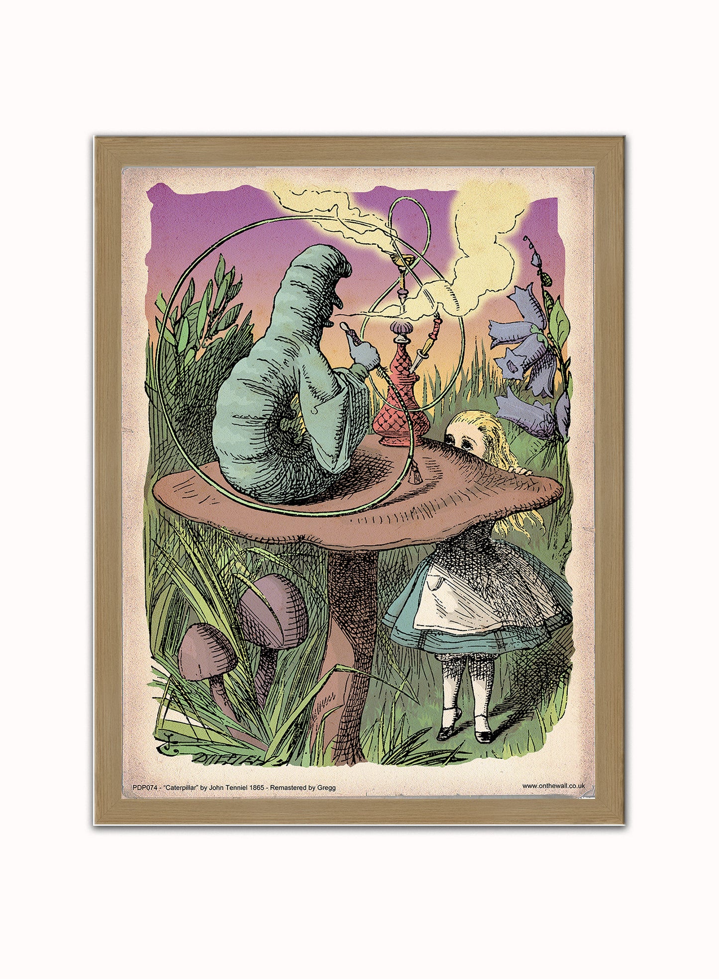 Alice in Wonderland The Caterpillar Vintage Art Print Poster Vintage Poster Wall Art Print 40x30cm Light Wood