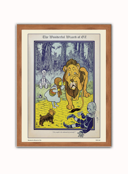 Wonderful Wizard of Oz book cover Vintage Poster Wall Art Print 30x40cm Dark Wood