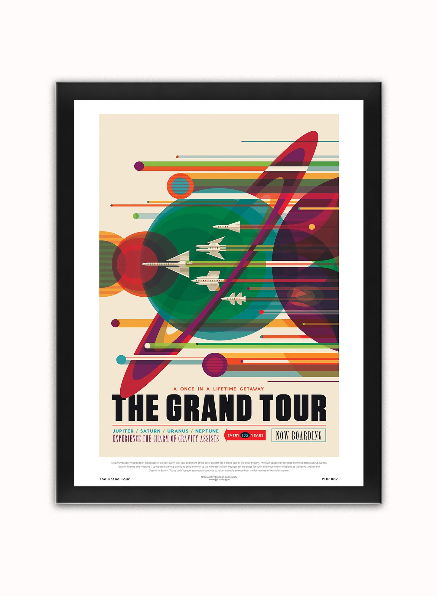 The Grand Tour Nasa Space exploration Vintage Poster Wall Art Print 30x40cm Black Frame