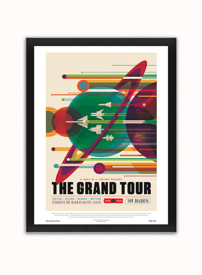 The Grand Tour Nasa Space exploration Vintage Poster Wall Art Print 30x40cm Black Frame