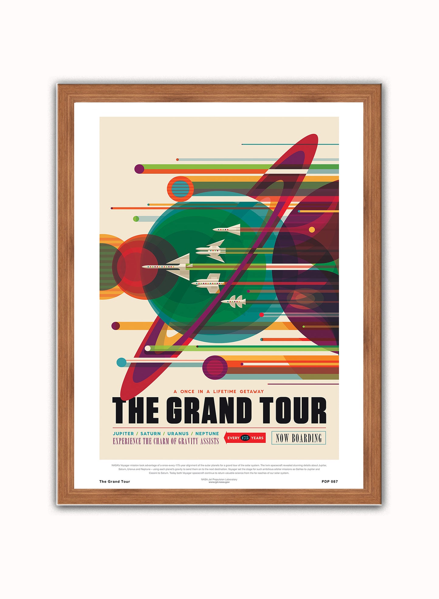 The Grand Tour Nasa Space exploration Vintage Poster Wall Art Print 30x40cm Dark Wood