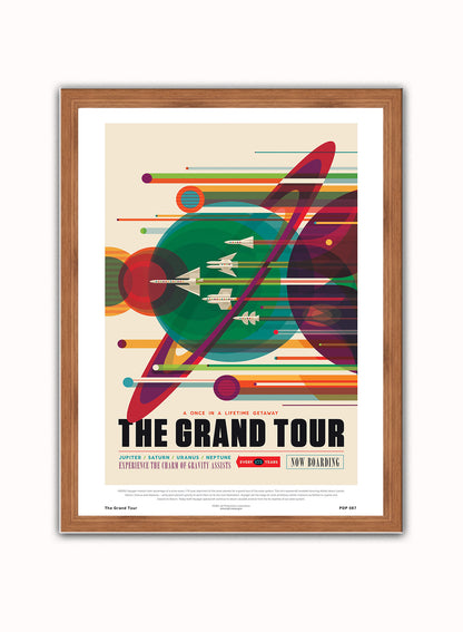 The Grand Tour Nasa Space exploration Vintage Poster Wall Art Print 30x40cm Dark Wood