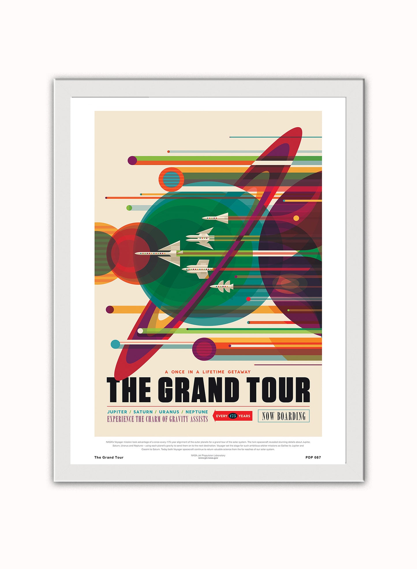 The Grand Tour Nasa Space exploration Vintage Poster Wall Art Print 30x40cm White Frame