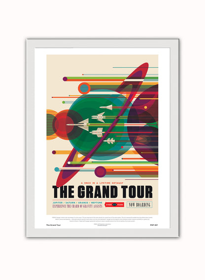 The Grand Tour Nasa Space exploration Vintage Poster Wall Art Print 30x40cm White Frame
