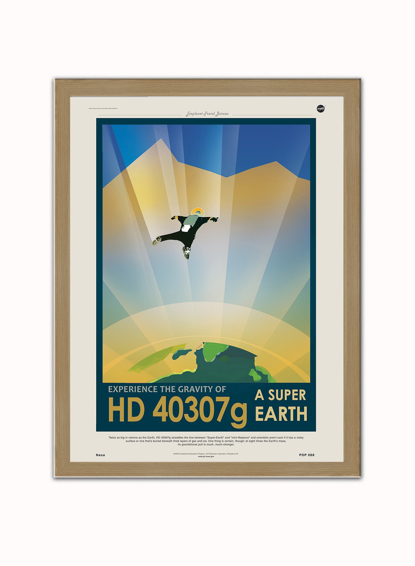 HD40307g Super Earth Nasa Space exploration Vintage Poster Wall Art Print 30x40cm Light Wood