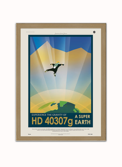HD40307g Super Earth Nasa Space exploration Vintage Poster Wall Art Print 30x40cm Light Wood