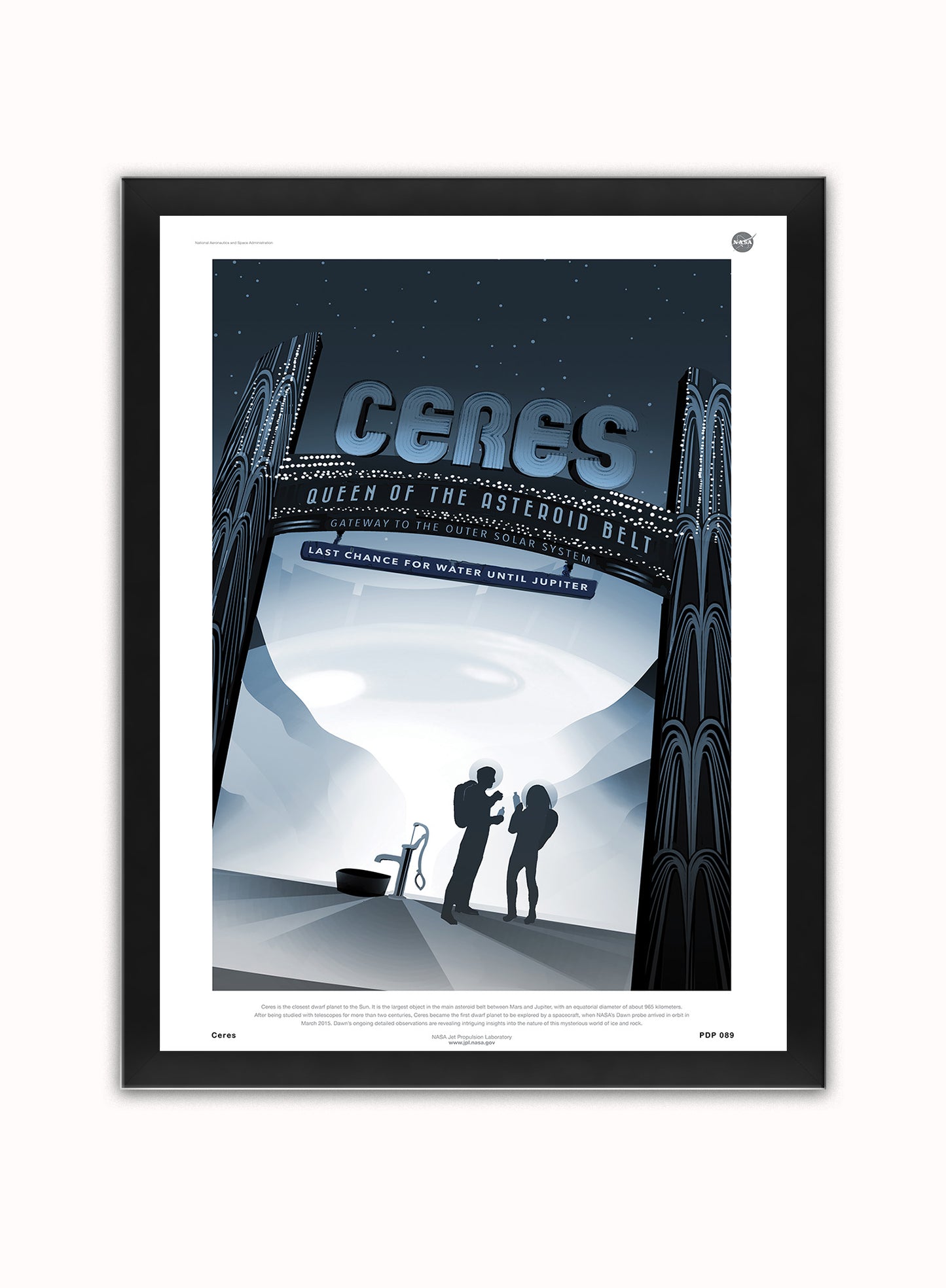 Ceres Nasa Space exploration Vintage Poster Wall Art Print 30x40cm Black Frame