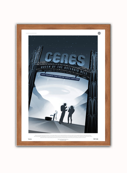 Ceres Nasa Space exploration Vintage Poster Wall Art Print 30x40cm Dark Wood