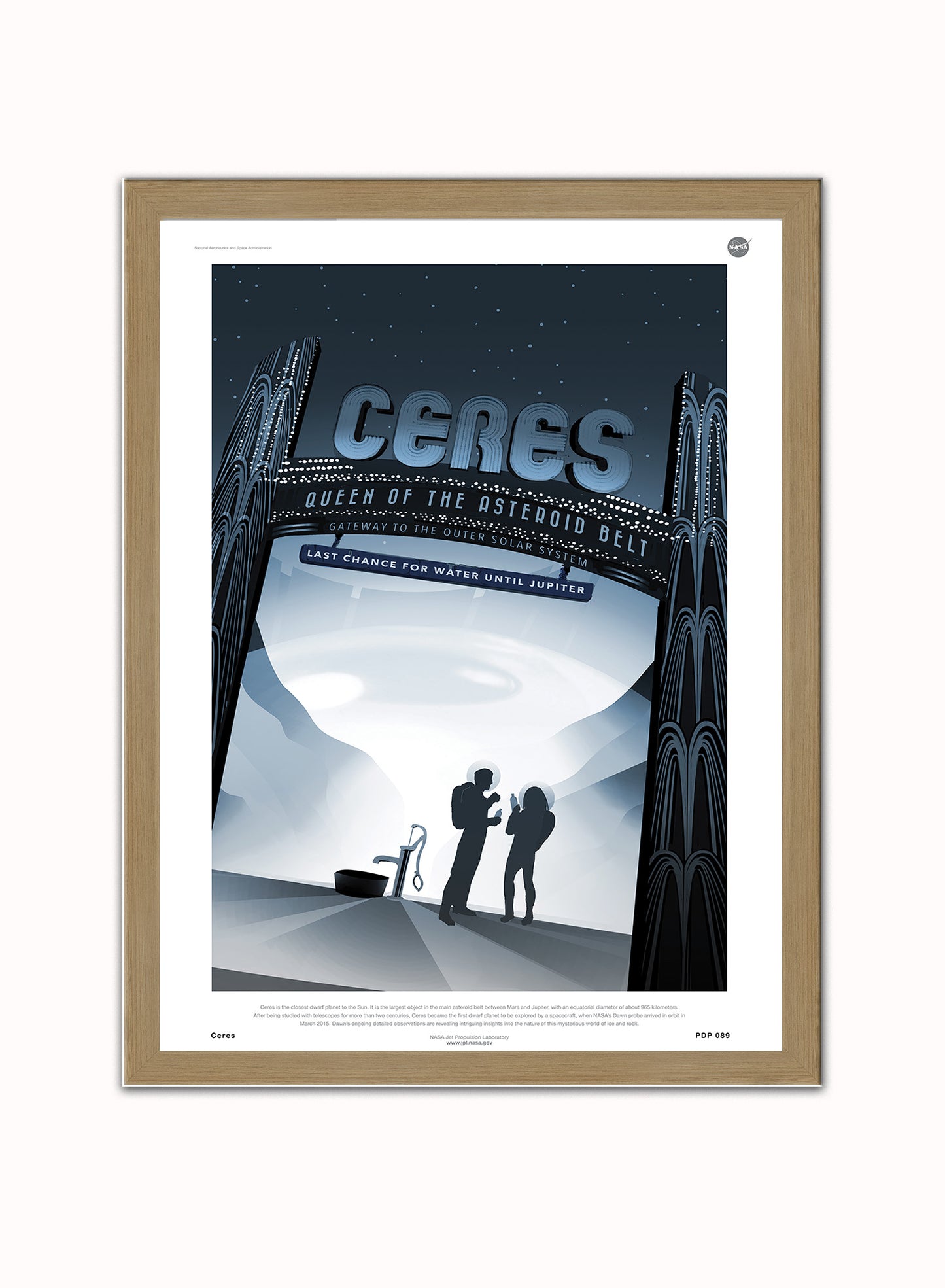 Ceres Nasa Space exploration Vintage Poster Wall Art Print 30x40cm Light Wood