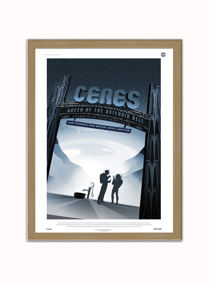 Ceres Nasa Space exploration Vintage Poster Wall Art Print 30x40cm Light Wood
