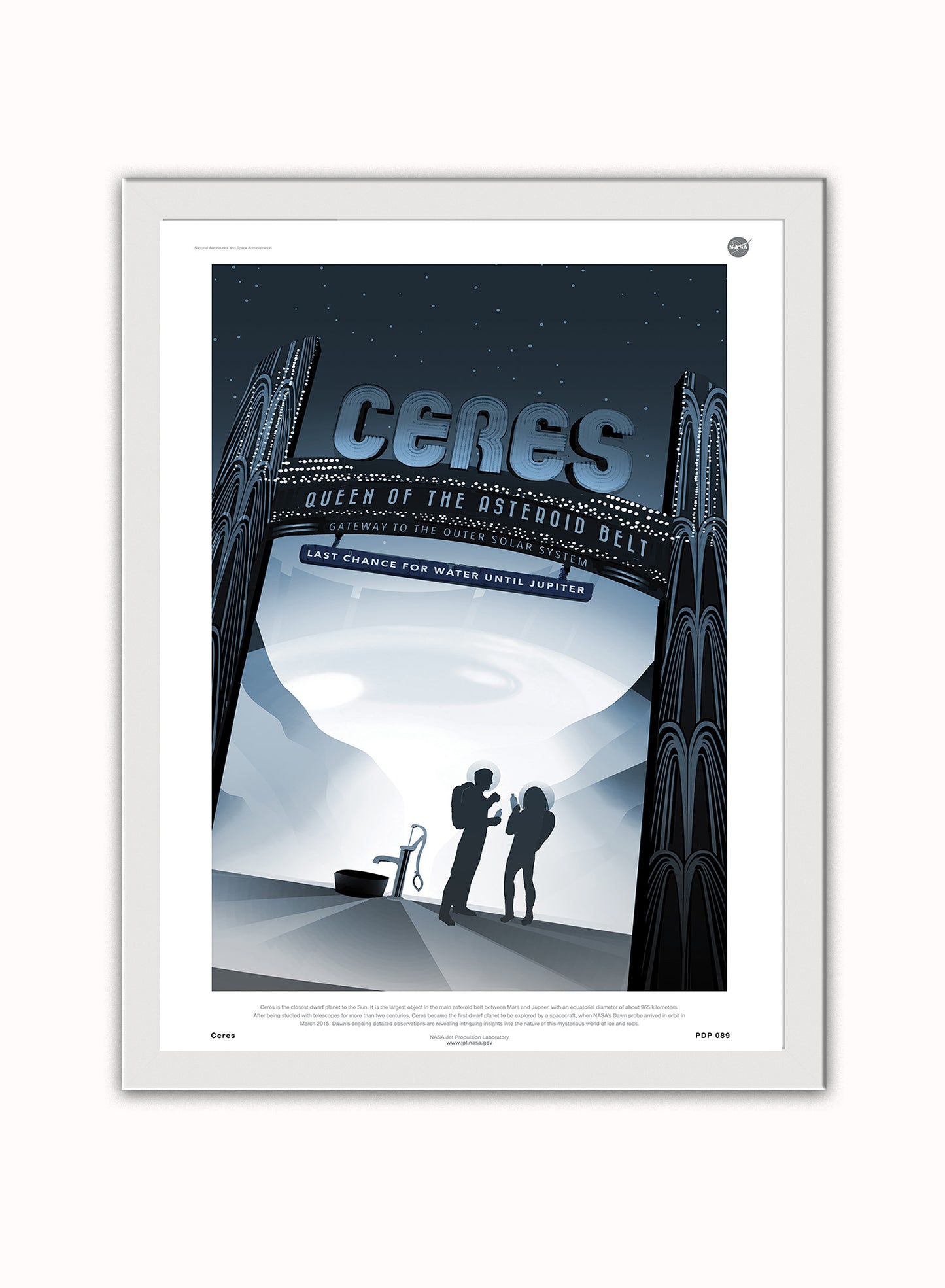 Ceres Nasa Space exploration Vintage Poster Wall Art Print 30x40cm White Frame
