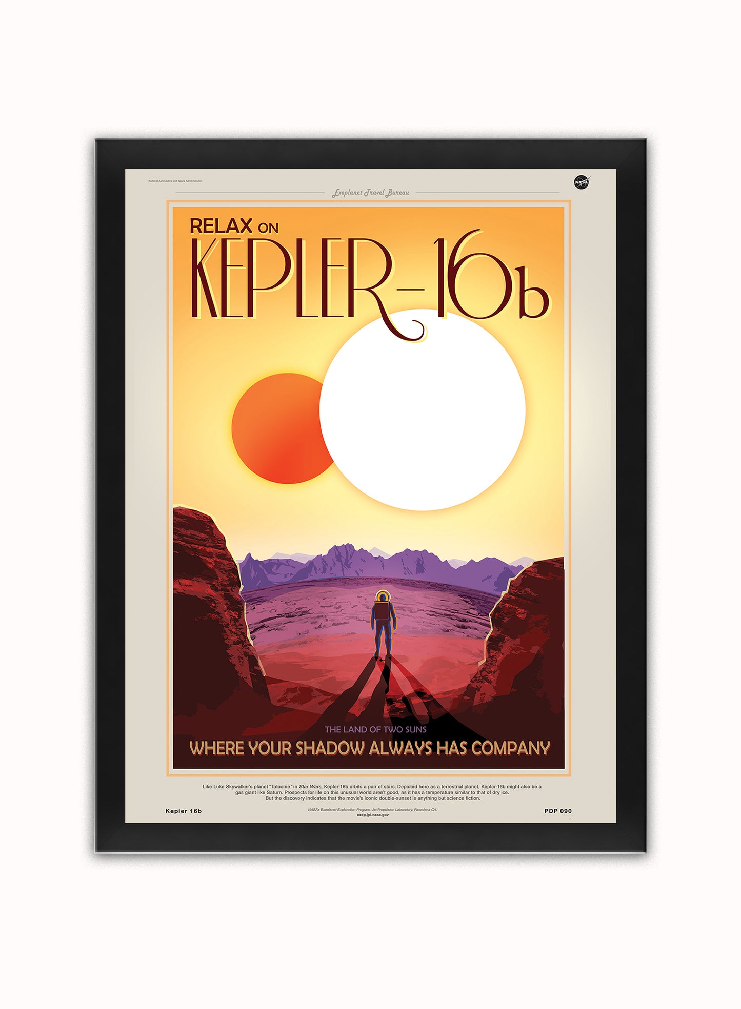 Kepler 16b Nasa Space exploration Vintage Poster Wall Art Print 30x40cm Black Frame