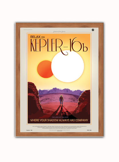 Kepler 16b Nasa Space exploration Vintage Poster Wall Art Print 30x40cm Dark Wood