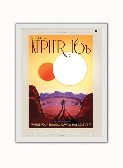 Kepler 16b Nasa Space exploration Vintage Poster Wall Art Print 30x40cm White Frame