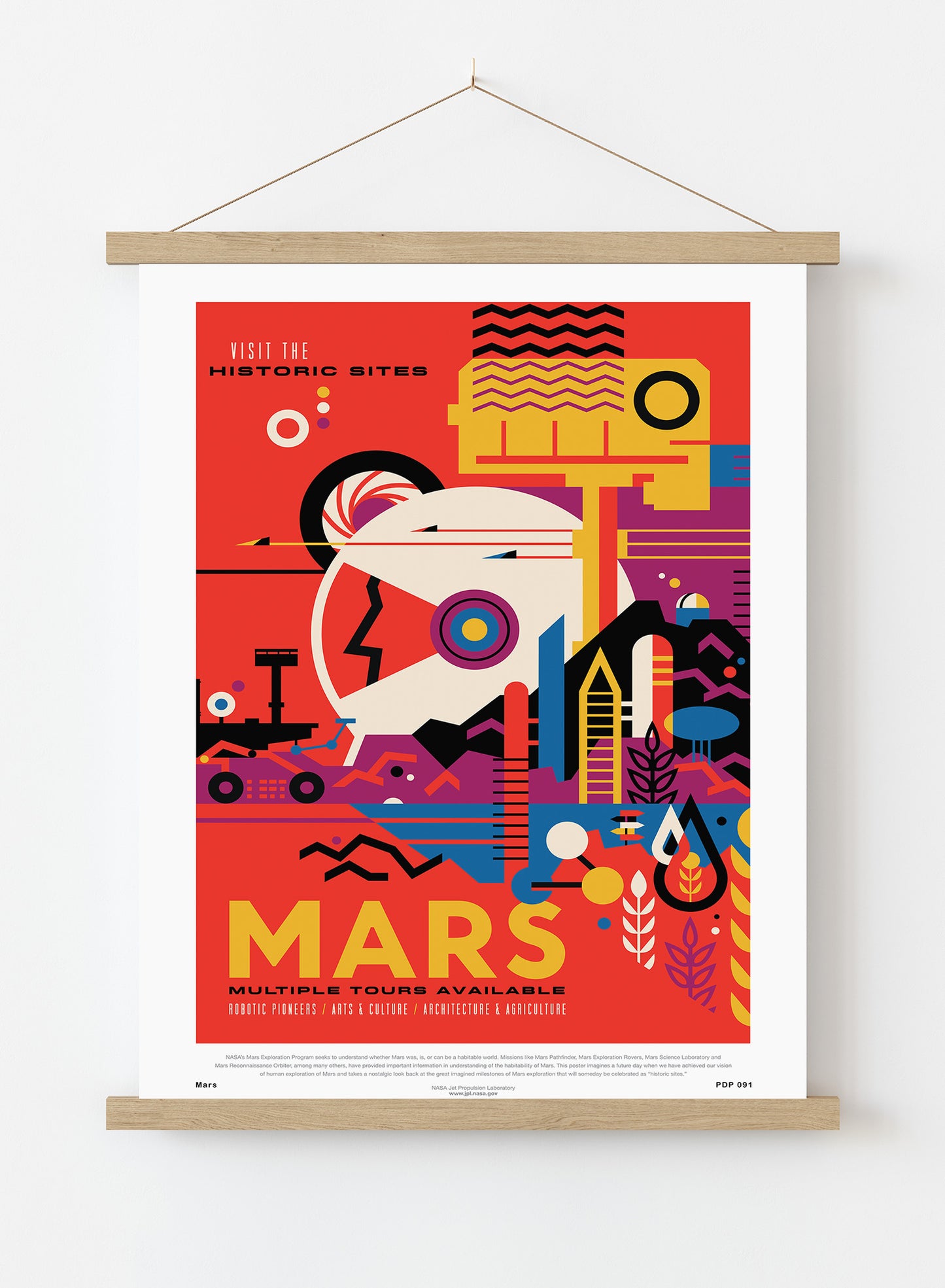 Mars Nasa Space exploration Vintage Poster Wall Art Print 30x40cm Hanger