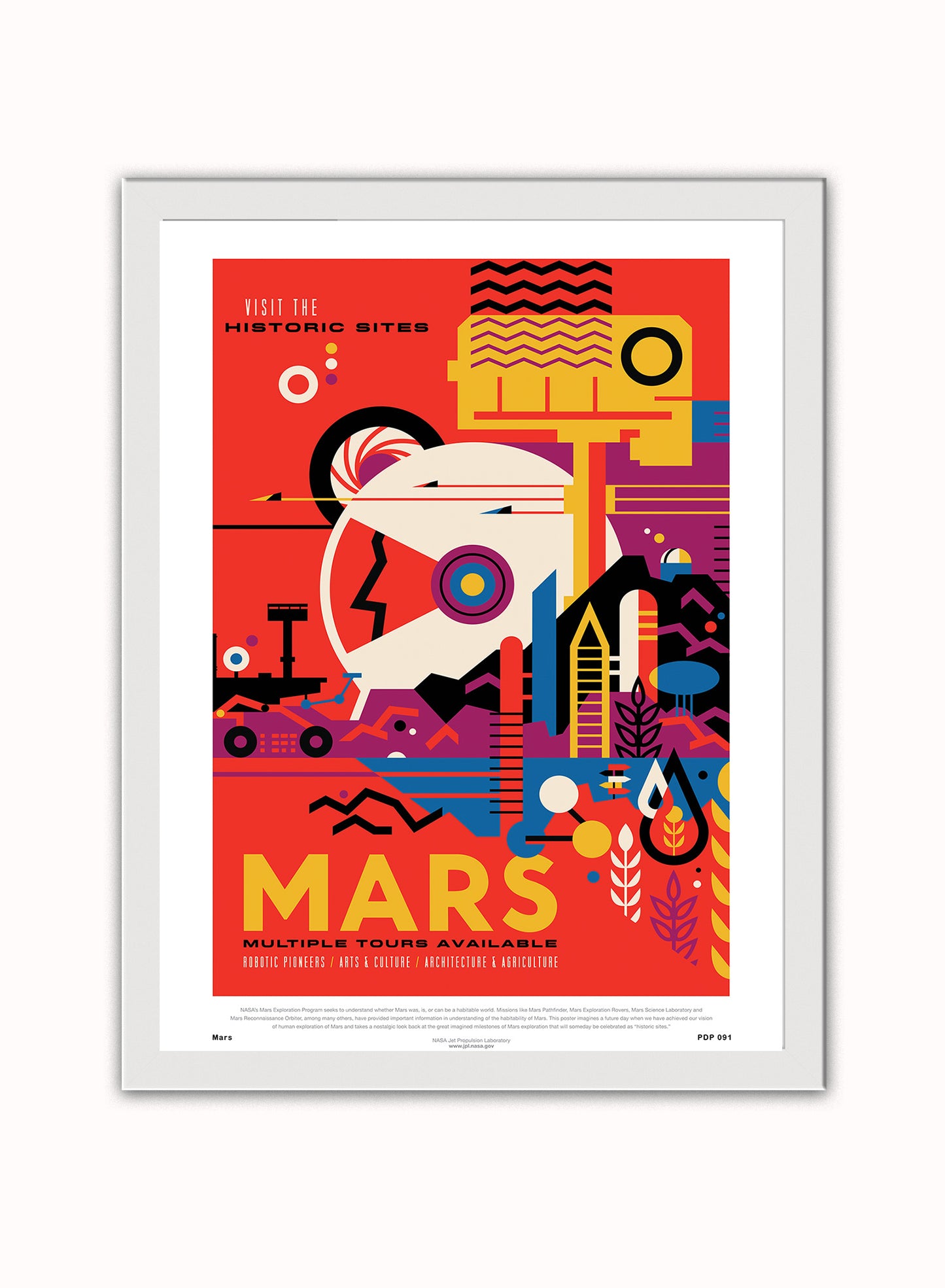 Mars Nasa Space exploration Vintage Poster Wall Art Print 30x40cm White Frame