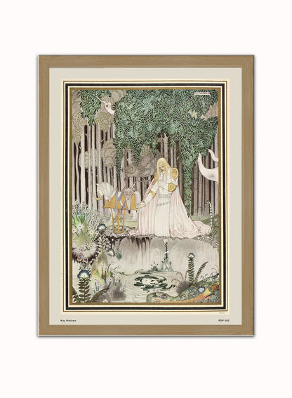 Kay Nielsen The Lassie and the Godmother Vintage Poster Wall Art Print 30x40cm Light Wood