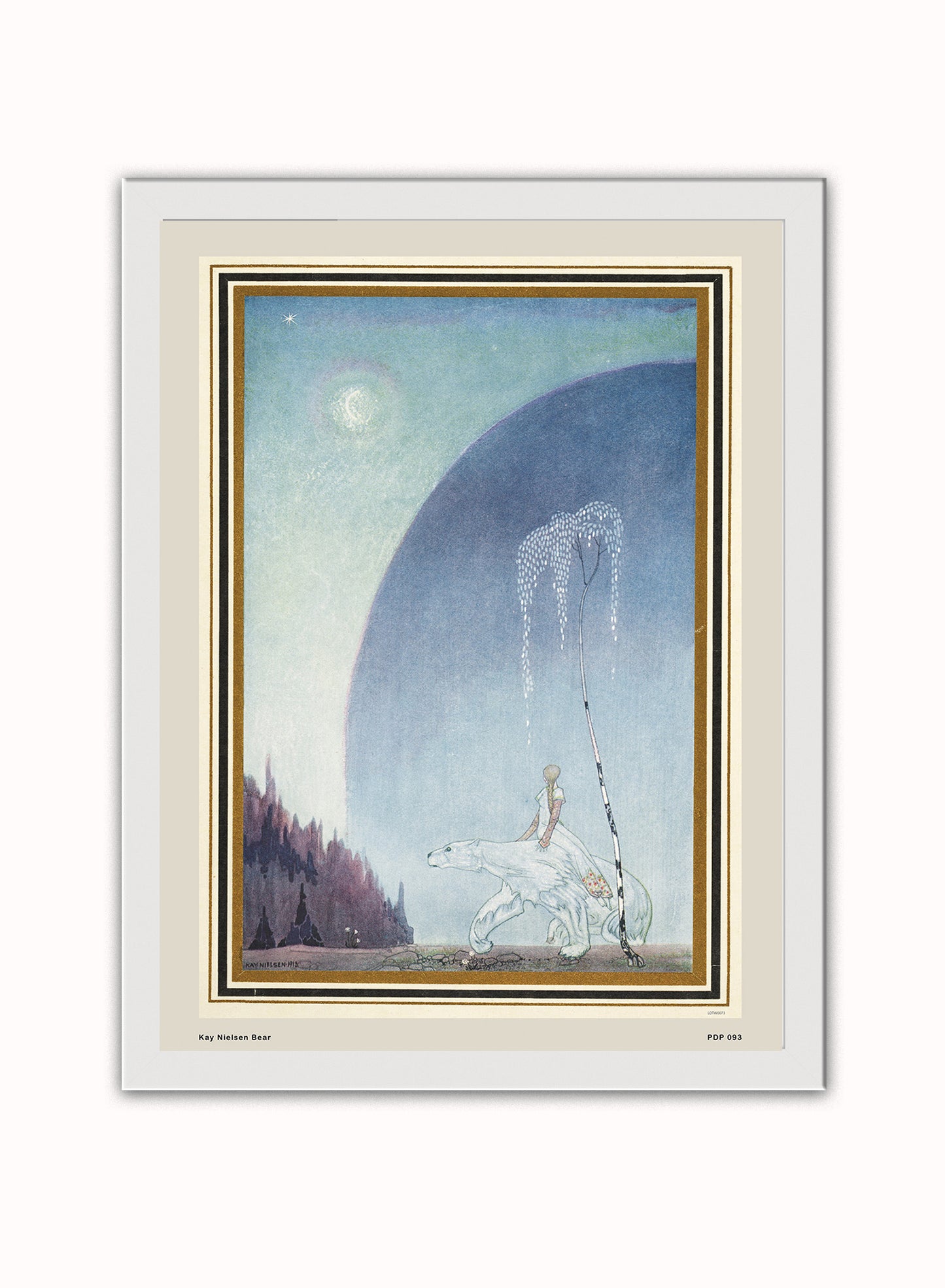 Kay Nielsen East of the Sun West of the moon Fairytale Bear Vintage Poster Wall Art Print 30x40cm White Frame
