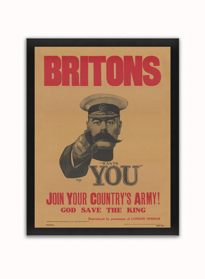 Kitchner War propoganda Vintage Poster Wall Art Print 30x40cm Black Frame